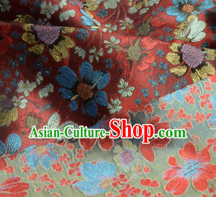 Traditional Chinese Royal Flowers Pattern Design Red Brocade Silk Fabric Asian Satin Material Traditional Chinese Royal Flowers Pattern Design Red Brocade Silk Fabric Asian Satin Material