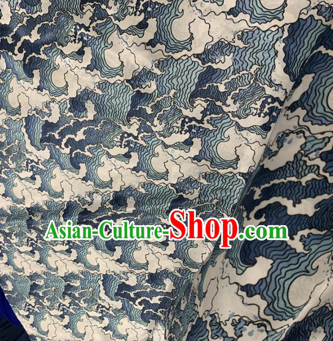 Traditional Chinese Royal Waves Pattern Design Beige Brocade Silk Fabric Asian Satin Material Traditional Chinese Royal Waves Pattern Design Beige Brocade Silk Fabric Asian Satin Material