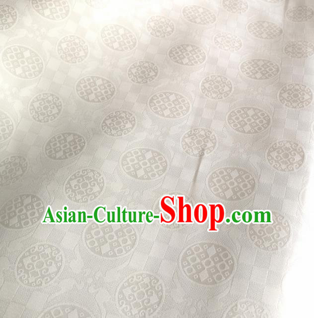 Traditional Chinese Royal Round Pattern Design White Brocade Silk Fabric Asian Satin Material Traditional Chinese Royal Round Pattern Design White Brocade Silk Fabric Asian Satin Material
