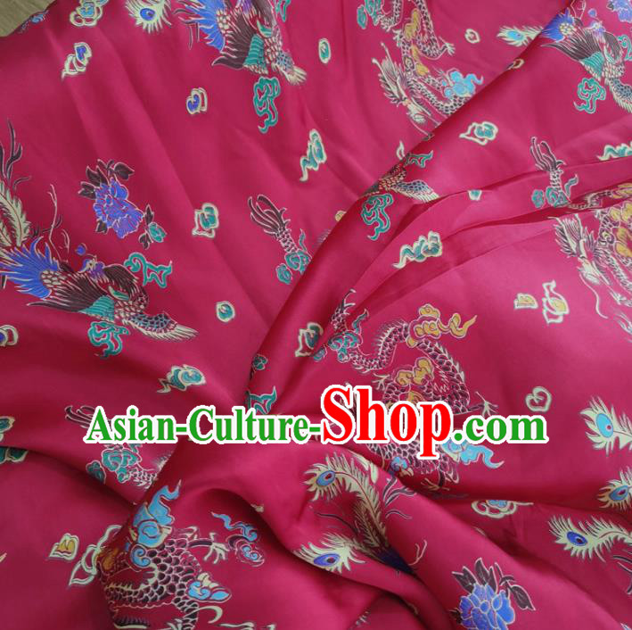 Traditional Chinese Royal Dragon Phoenix Pattern Design Rosy Brocade Silk Fabric Asian Satin Material Traditional Chinese Royal Dragon Phoenix Pattern Design Rosy Brocade Silk Fabric Asian Satin Material