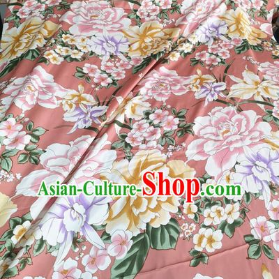 Traditional Chinese Royal Peony Pattern Design Pink Brocade Silk Fabric Asian Satin Material
