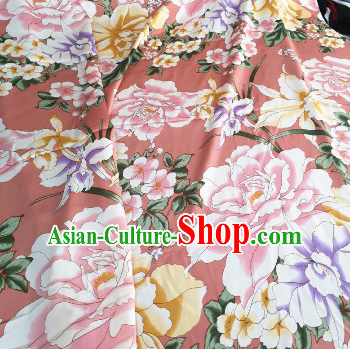 Traditional Chinese Royal Peony Pattern Design Pink Brocade Silk Fabric Asian Satin Material Traditional Chinese Royal Peony Pattern Design Pink Brocade Silk Fabric Asian Satin Material