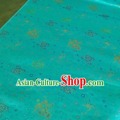 Traditional Chinese Royal Lucky Lotus Pattern Design Green Brocade Silk Fabric Asian Satin Material