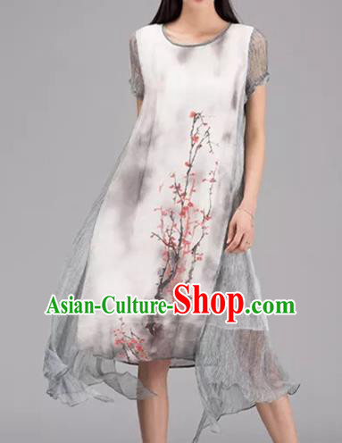 Chinese Traditional Ink Painting Plum Pattern Design Silk Fabric Brocade Asian Satin Material Chinese Traditional Ink Painting Plum Pattern Design Silk Fabric Brocade Asian Satin Material