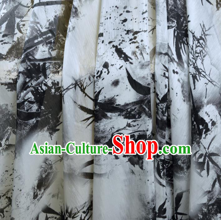 Chinese Traditional Ink Painting Pattern Design Silk Fabric Brocade Asian Satin Material Chinese Traditional Ink Painting Pattern Design Silk Fabric Brocade Asian Satin Material