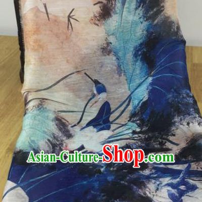 Chinese Traditional Ink Painting Lotus Pattern Design Silk Fabric Brocade Asian Satin Material