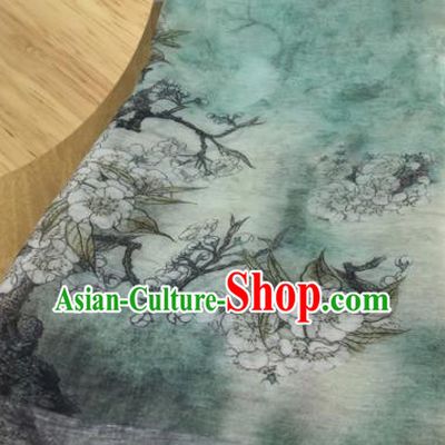 Chinese Traditional Begonia Pattern Design Green Silk Fabric Brocade Asian Satin Material