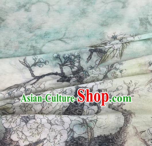 Chinese Traditional Begonia Pattern Design Green Silk Fabric Brocade Asian Satin Material