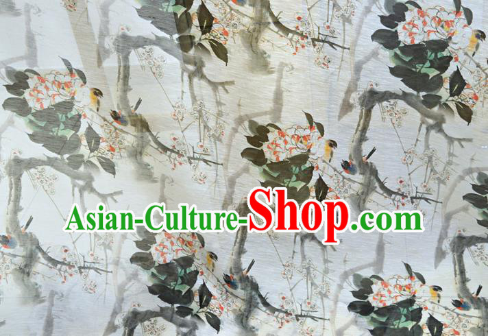 Chinese Traditional Plum Blossom Pattern Design White Silk Fabric Brocade Asian Satin Material Chinese Traditional Plum Blossom Pattern Design White Silk Fabric Brocade Asian Satin Material