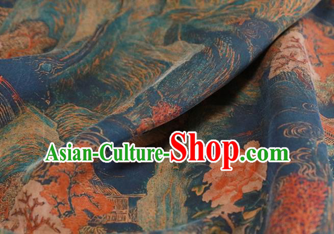 Chinese Traditional Maple Pattern Design Navy Satin Brocade Fabric Asian Silk Material Chinese Traditional Maple Pattern Design Navy Satin Brocade Fabric Asian Silk Material