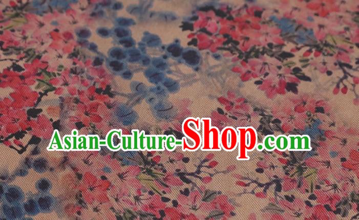 Chinese Traditional Peach Blossom Pattern Design Satin Brocade Fabric Asian Silk Material Chinese Traditional Peach Blossom Pattern Design Satin Brocade Fabric Asian Silk Material