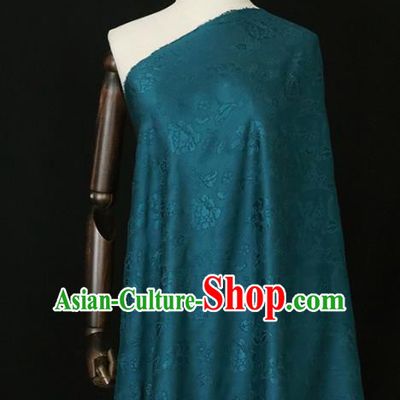Chinese Traditional Peony Pattern Design Peacock Green Satin Brocade Fabric Asian Silk Material
