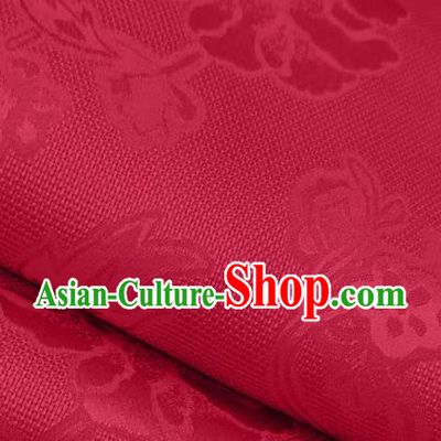 Chinese Traditional Peony Pattern Design Wine Red Satin Brocade Fabric Asian Silk Material