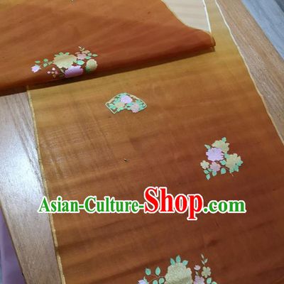 Traditional Chinese Royal Peony Pattern Design Brown Silk Fabric Brocade Asian Satin Material