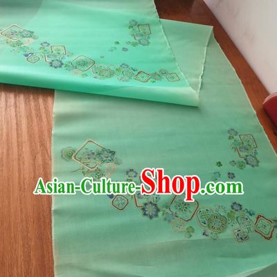 Chinese Traditional Pattern Design Green Silk Fabric Brocade Asian Satin Material