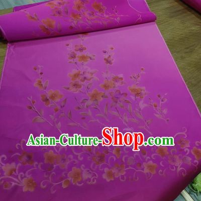 Chinese Traditional Flowers Pattern Design Purple Silk Fabric Brocade Asian Satin Material