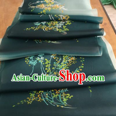 Chinese Traditional Pattern Design Atrovirens Silk Fabric Brocade Asian Satin Material