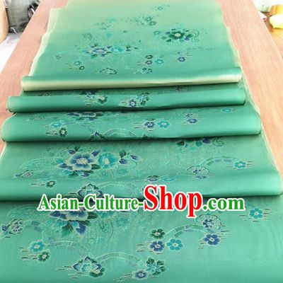 Chinese Traditional Pattern Design Green Silk Fabric Brocade Asian Satin Material