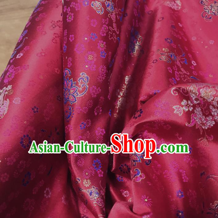 Traditional Chinese Royal Lotus Flowers Pattern Design Rosy Brocade Silk Fabric Asian Satin Material Traditional Chinese Royal Lotus Flowers Pattern Design Rosy Brocade Silk Fabric Asian Satin Material