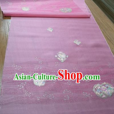 Chinese Traditional Peach Blossom Pattern Design Pink Silk Fabric Brocade Asian Satin Material