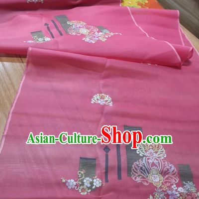 Chinese Traditional Peach Blossom Pattern Design Rosy Silk Fabric Brocade Asian Satin Material