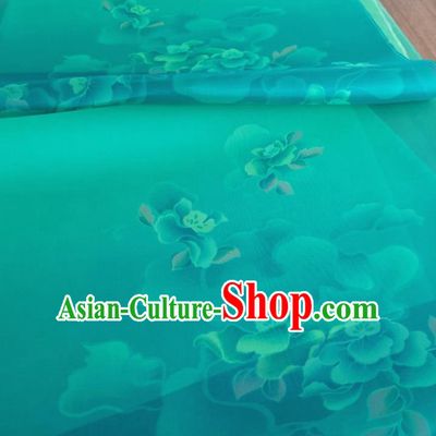 Chinese Traditional Pattern Design Green Silk Fabric Brocade Asian Satin Material