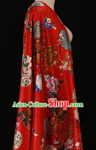 Chinese Traditional Peony Pattern Design Wedding Red Satin Brocade Fabric Asian Silk Material Chinese Traditional Peony Pattern Design Wedding Red Satin Brocade Fabric Asian Silk Material