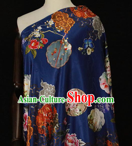 Chinese Traditional Peony Pattern Design Wedding Royalblue Satin Brocade Fabric Asian Silk Material Chinese Traditional Peony Pattern Design Wedding Royalblue Satin Brocade Fabric Asian Silk Material