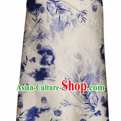 Chinese Traditional Lotus Pattern Design Wedding White Satin Brocade Fabric Asian Silk Material