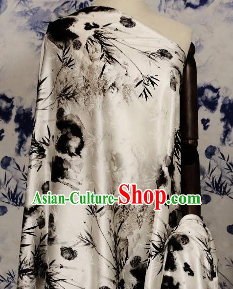 Chinese Traditional Bamboo Leaf Pattern Design Wedding White Satin Brocade Fabric Asian Silk Material Chinese Traditional Bamboo Leaf Pattern Design Wedding White Satin Brocade Fabric Asian Silk Material