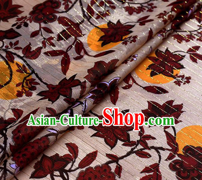 Chinese Traditional Maple Leaf Pattern Design Cheongsam Satin Brocade Fabric Asian Silk Material Chinese Traditional Maple Leaf Pattern Design Cheongsam Satin Brocade Fabric Asian Silk Material