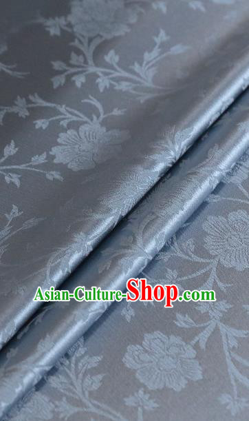 Chinese Traditional Flowers Pattern Design Grey Satin Brocade Fabric Asian Silk Material Chinese Traditional Flowers Pattern Design Grey Satin Brocade Fabric Asian Silk Material