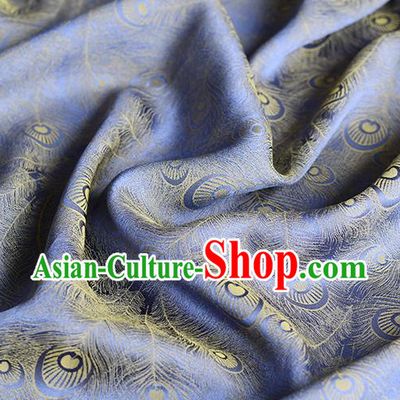 Chinese Traditional Feather Pattern Design Cheongsam Purple Satin Brocade Fabric Asian Silk Material