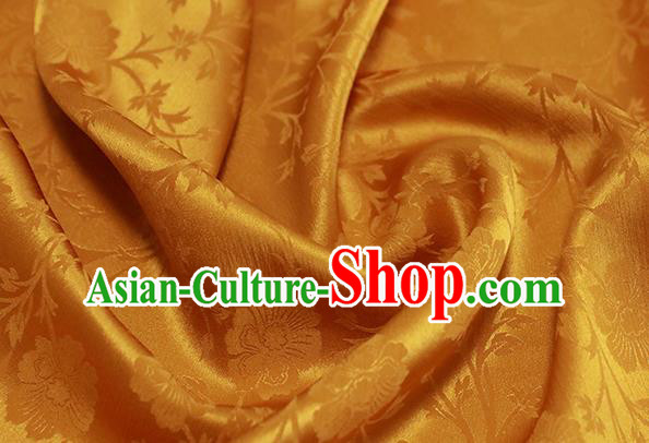 Chinese Traditional Flowers Pattern Design Golden Satin Brocade Fabric Asian Silk Material Chinese Traditional Flowers Pattern Design Golden Satin Brocade Fabric Asian Silk Material