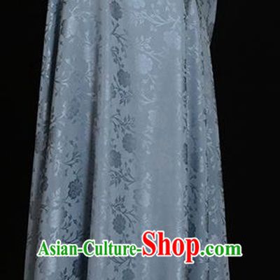 Chinese Traditional Flowers Pattern Design Grey Satin Brocade Fabric Asian Silk Material