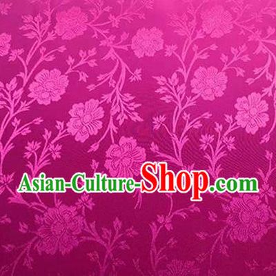 Chinese Traditional Flowers Pattern Design Rosy Satin Brocade Fabric Asian Silk Material