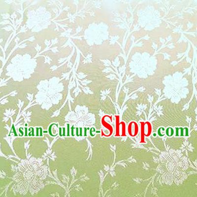 Chinese Traditional Flowers Pattern Design Yellow Satin Brocade Fabric Asian Silk Material