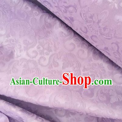 Chinese Traditional Pattern Design Lilac Satin Hanfu Brocade Fabric Asian Silk Material
