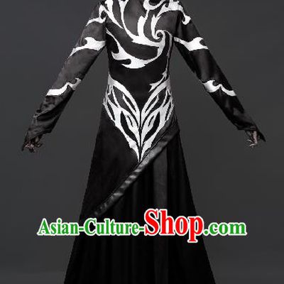 Chinese Ancient Drama Cosplay Taoist Priest Shen Gongbao Black Clothing Traditional Hanfu Swordsman Costume for Men