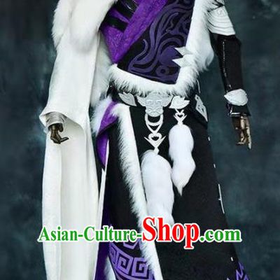 Chinese Ancient Drama Cosplay Taoist Priest King Black Clothing Traditional Hanfu Swordsman Costume for Men