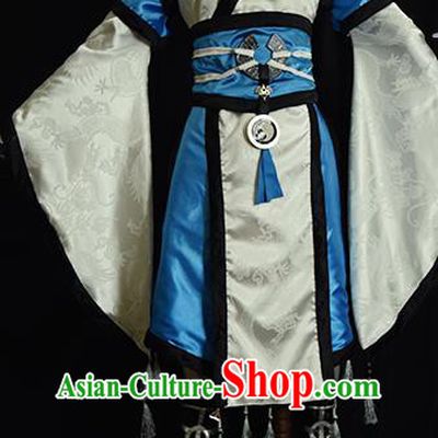 Chinese Ancient Cosplay Kawaler Knight White Clothing Traditional Hanfu Swordsman Costume for Men