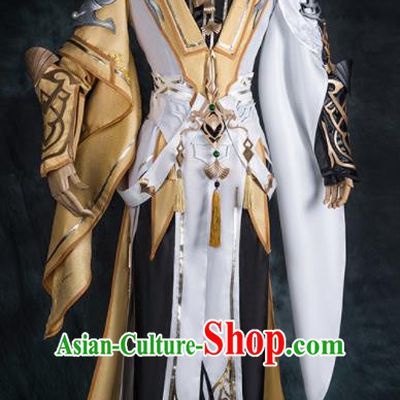 Chinese Ancient Drama Cosplay General Golden Armor Clothing Traditional Hanfu Swordsman Costume for Men