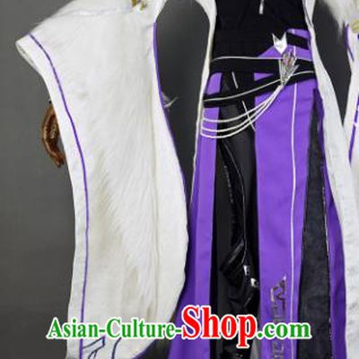 Chinese Ancient Cosplay Royal Highness Knight Purple Clothing Traditional Hanfu Swordsman Costume for Men