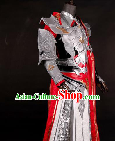 Chinese Ancient Drama Cosplay General Armor Knight Red Clothing Traditional Hanfu Swordsman Costume for Men Chinese Ancient Drama Cosplay General Armor Knight Red Clothing Traditional Hanfu Swordsman Costume for Men