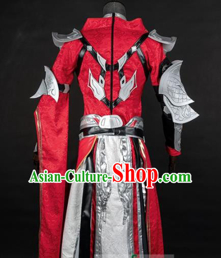 Chinese Ancient Drama Cosplay General Armor Knight Red Clothing Traditional Hanfu Swordsman Costume for Men Chinese Ancient Drama Cosplay General Armor Knight Red Clothing Traditional Hanfu Swordsman Costume for Men