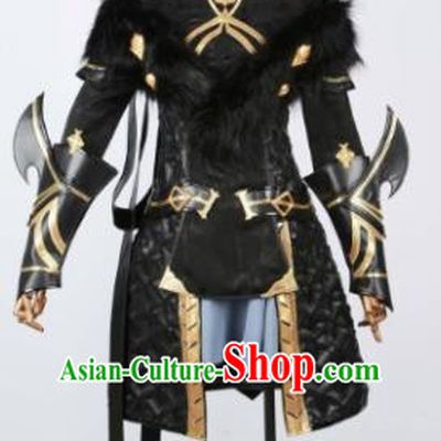 Chinese Ancient Cosplay Female General Armor Heroine Black Dress Traditional Hanfu Swordsman Costume for Women