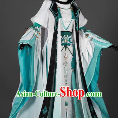Chinese Ancient Cosplay Female General Heroine Green Dress Traditional Hanfu Swordsman Costume for Women