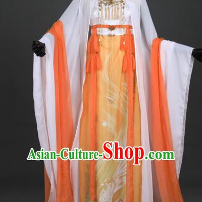 Chinese Ancient Cosplay Female General Heroine Orange Dress Traditional Hanfu Princess Swordsman Costume for Women