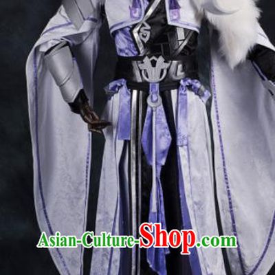 Chinese Ancient Drama Cosplay Knight Young General White Clothing Traditional Hanfu Swordsman Costume for Men