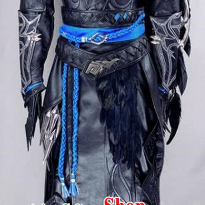 Chinese Ancient Drama Cosplay Young Knight Black Armor Clothing Traditional Hanfu Swordsman Costume for Men